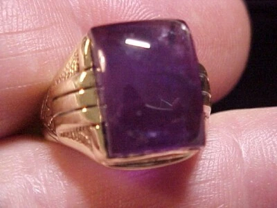 15.30ct GEN AMETHYST GEMSTONE RING SOLID 10K YEL GOLD  9.49 GRAMS SZ8.5 SPECIAL - Image 1 of 4
