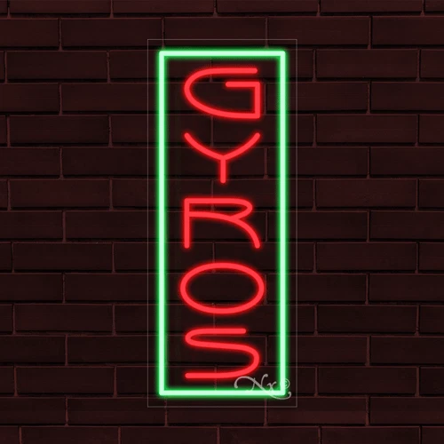 NEW "GYROS" w/BORDER VERTICAL 30x12 INCH LED FLEX WINDOW/WALL INDOOR SIGN 31234 - Image 1 of 1