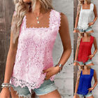 New Vests Camisole Blouses Tee Lace Tops Summer Square Neck Casual Solid Fashion