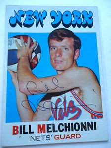 Tarjeta de baloncesto autografiada por Bill Melchionni - 1971-72 Topps #199 - N.Y. Nets - Imagen 1 de 2