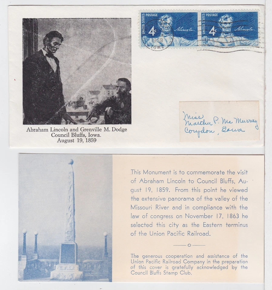 TurtlesTradingPost- Council Bluffs, IL  1959 Lincoln & Grenville M. Dodge @ Town - Image 1 of 1