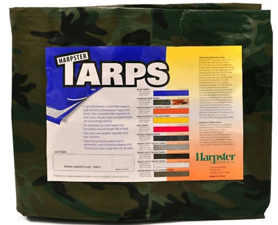 HARPSTER TARPS 10' x 12' CAMOUFLAGE CAMPING HUNTING BOAT ATV WOODPILE CAMO WATERPROOF TARP