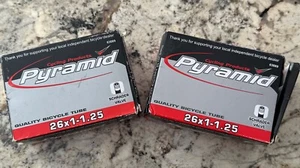 2 NEW PYRAMID BICYCLE INNER TUBE 26 x 1 - 1.25 SCHRADER VALVE - Picture 1 of 6