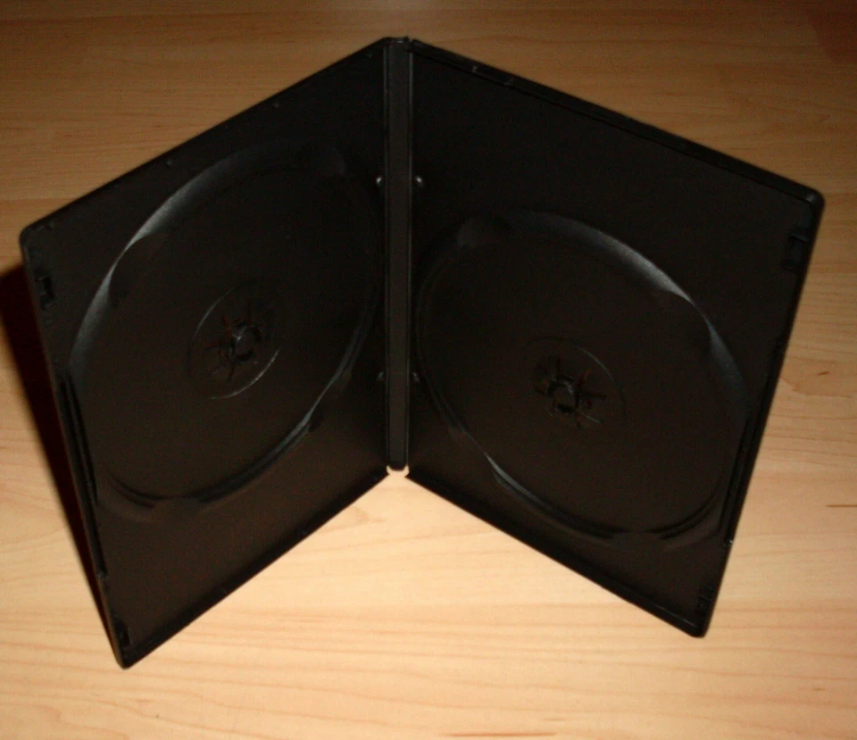 MARKENLOS 10 DVD Hüllen Case Slim 2fach Doppel dünn 9mm 190 x 135 x 9 schwarz schmal Neu
