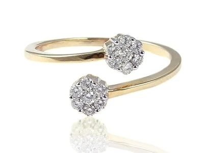 Beau 0,60 Cts Ronde Brillante Naturel Diamants Femmes Fendue Bague 18K Or jaune - Photo 1/4