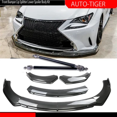 For Lexus ES250 ES300Carbon Fiber Style Front Bumper Lip Spoiler Strut Rods - Image 1 of 4