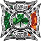 Celtic Style Fire Rescue Maltese Cross Decal Irish Flag 6" REFLECTIVE FF19