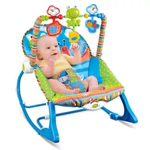 Babywippe Babyschaukel Schaukelsitz Babyliege Vibration Funktion Spielbogen Blau - Bild 1 von 10