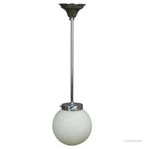 Functionalistic Bauhaus Style Pendant Light with Opaline Glass Shade - Picture 1 of 4