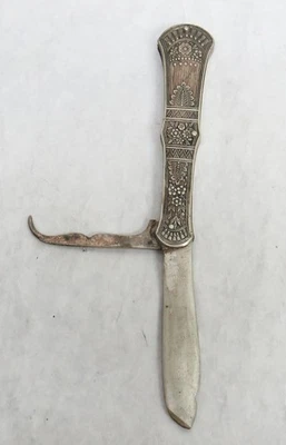 NAVAJA ANTIGUA MONEDA SÓLIDA AMERICANA TEMPRANA PLATA 3 1/8" PIN Foto 1 de 4