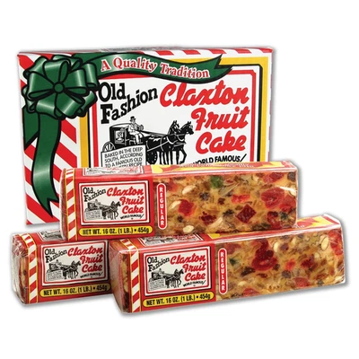 CLAXTON FRUIT CAKE - CLAXTON BAKERY, INC. Old Fashion Claxton Fruit Cake 3-1 Lb. Regular Recipe Loaves - Individually Wrap