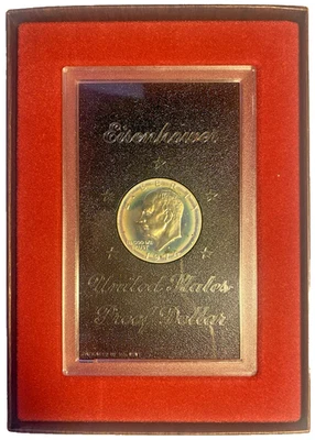 1974 S Eisenhower Dollar 40% Silver Proof in US Mint OGP with Brown Box - Image 1 of 3