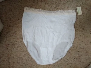 Vintage Pam Undies Size 5 Hip Floral Lace Trim High-Waist Panties White NEW - Picture 1 of 8