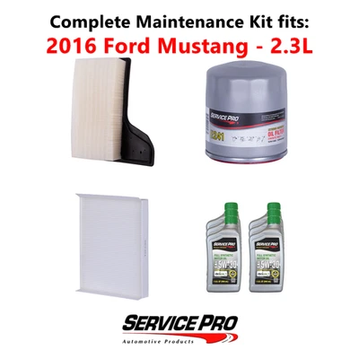 2016 Ford Mustang 2.3L Complete Oil, Air & Cabin Filter Kit (5W-30) Foto 1 de 4