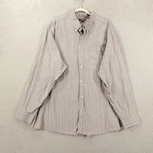 Camisa Eddie Bauer Para Hombres 2XL Gris Azul Cuadros Sin Arrugas Calce Relajado Abotonada - Imagen 1 de 12