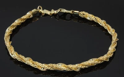 9 Carat Yellow Gold 2  x Chain Twisted Bracelet 7.75" (80.25.808) - Image 1 of 4