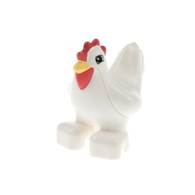 1x Lego Duplo Animal Chicken Hen White Red Eyes Square 10617 4561120 87320pb01