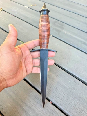 AJ SANITY Vintage V-42 Dagger US Special Forces WWII Dagger Knife With Leather Handle