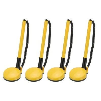 Pluma segura de 4 piezas con cadena adhesiva y soporte redondo para bolígrafo de seguridad, amarillo Foto 1 de 4