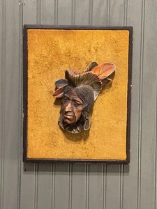 Bossons Chalkware head of Native American Shawnee Chief Tecumseh Framed 9.5x12 - Picture 1 of 7
