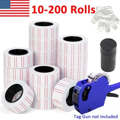 Price Tag Gun Sticker Red line 600 Labels per Roll Refill Ink Roller For MX-5500 - Image 1 of 4