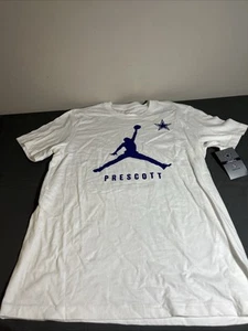 Dak Prescott Dallas Cowboys Training T Shirt Nike Jumpman White Mens Medium - Picture 1 of 9