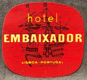 HOTEL EMBAIXADOR LISBOA PORTUGAL ~ ETIQUETA EQUIPAJE - Imagen 1 de 2