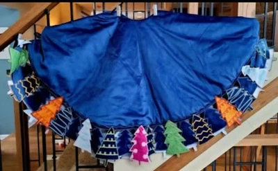 EnVogue "Under the Tree" 56" Tree Skirt. Blue Velvet, Cutwork Embroidery... - Image 1 of 4