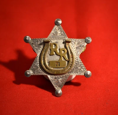 ROY ROGERS DOUBLE R BAR REGULATORS SASS BADGE #71 CIRCA 1999 - Image 1 of 4