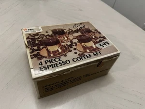 VINTAGE Benjamin & Medwin 4 teiliges Espresso Kaffeeservice Kupfer Glas OVP - Bild 1 von 7