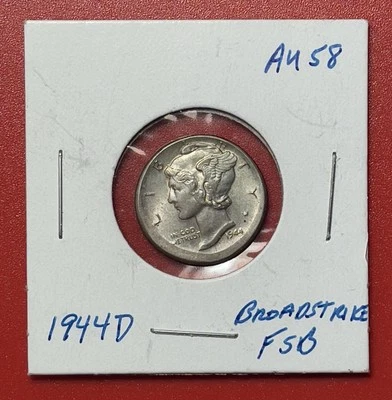 1944 D Mercury Silver Dime, Struck 15% Off Center Broad Struck Error, AU, FSB. - Image 1 of 4