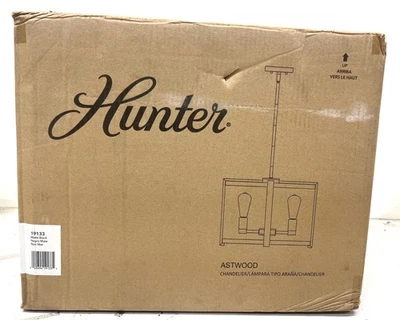 Hunter Astwood 4-Light Matte Black Chandelier 19133 New - Image 1 of 2