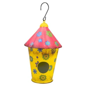 Northlight 7,75" pajarera de metal rojo y amarillo con flores - Imagen 1 de 4