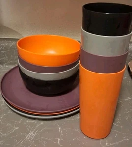Mainstays Halloween geätzte Becher, Schalen & Teller 12-teiliges Set für 4🎃 - Bild 1 von 5