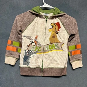 Disney Lion King Hoodie Kids 5/6 Zip Up Simba Raglan Epic Roar Spell Out Graphic - Picture 1 of 17