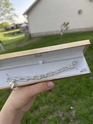 Brazalete de cadena italiano Mia Fiore U-Link - 8” plateado bronce - nuevo con etiquetas Foto 1 de 4