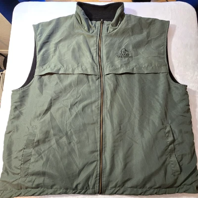 Ducks Unlimited Mens 2XL Black/Green Fleece Vest Outdoor Hunting Reversible - Image 1 of 4