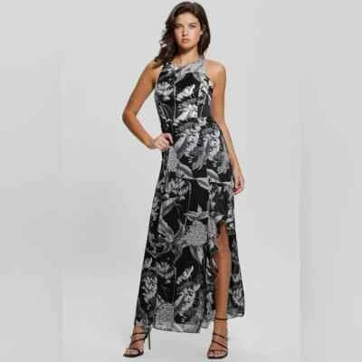 Maxi Vestido Guess Evangelina NUEVO CON ETIQUETAS FANTASMA FLORAL NEGRO Talla M Foto 1 de 4