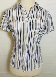 Camicia donna Croft & Barrow PM multicolore a righe con bottoni petite elasticizzata - Foto 1 di 4