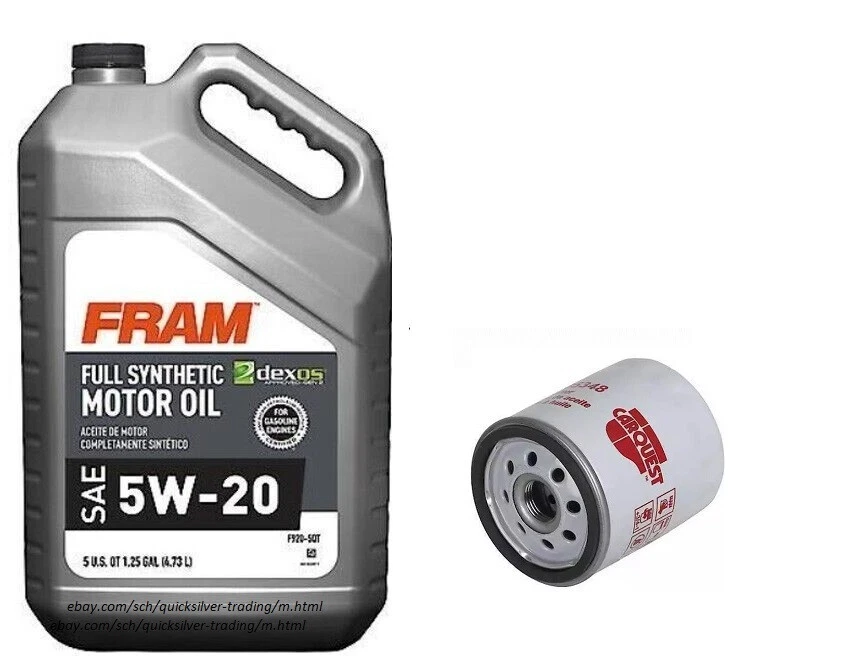 Filtro de aceite de motor CARQUEST R85348 y marco de 5 cuartos de galón 5W20 aceite de motor totalmente sintético Foto 1 de 1