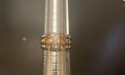 Gold/Silver Park Lane "Highlight" Ring Princess Cut CZ's SIZE 8 Orig. $58 - Image 1 of 4