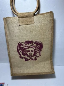 Big Organic Canvas  Shopping Tote Bag With 6 Slots Inside With Medusa Printed - Picture 1 of 8