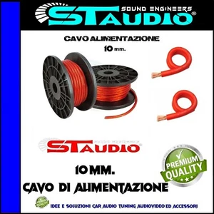 Cavo al metro Alimentazione 10 mm. filo da 10mm Rosso hi-fi car Audio SPL +CCA x - Foto 1 di 2