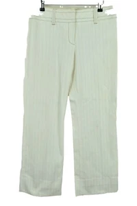 KAREN MILLEN White Trousers size Uk 10 Womens Zip Fly Loose Fit Striped - Picture 1 of 10