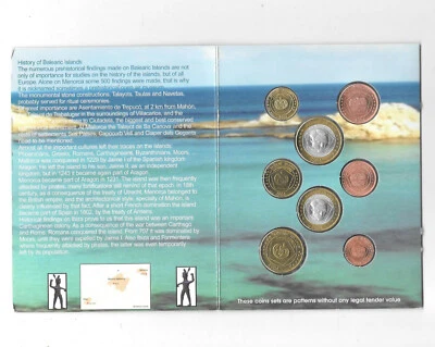 BALEARIC ISLANDS EURO PATTERN 2004 Test Essai Probe UNC Set Of 8 Coins. B20 - Image 1 of 3