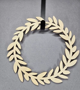 Olive Branch Wreath Wood Laser Cut Out, 14" diameter, unfinished, crafting - Picture 1 of 5