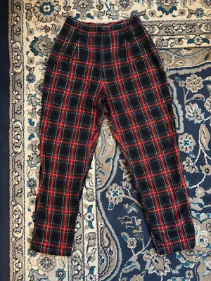 Pantalón de vestir vintage a cuadros de algodón negro talla 15/16 para mujer Foto 1 de 4
