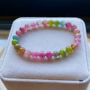 7mm Natural Color Tourmaline Crystal Women Beads Bracelet AAAA - Picture 1 of 9