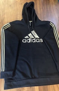 ADIDAS HERREN PULLOVER LOGO HOODIE SCHWARZ MIT BRAUNEM GEMISCHTEM LOGO GRÖSSE XL GEBRAUCHT, IN EINWANDFREIEM ZUSTAND - Bild 1 von 3