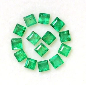 Lote de 14 piedras preciosas sueltas facetadas 1,53 CTS corte cuadrado esmeralda natural de 2,50 mm - Imagen 1 de 8